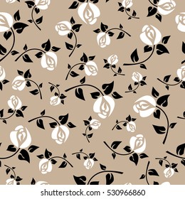 Floral seamless pattern with a stylish white roses