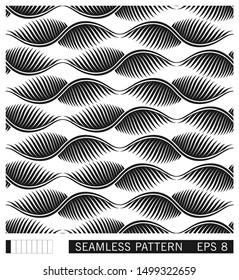 Floral seamless pattern. Stylized abstract palm leaves ornament. Flat vector texture design. Geometric linear leafs.