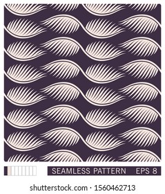 Floral seamless pattern. Stylized abstract palm leaves ornament. Flat vector texture design. Geometric linear leafs. 