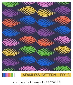 Floral seamless pattern. Stylized abstract palm leaves ornament. Flat vector texture design. Geometric linear leafs.