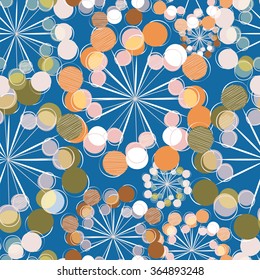 Floral seamless pattern. Stylized dandelions pattern. Ethnic decorative elements for print and cloth, fabrics and canvas texture or any other kind of design. Vintage style.  