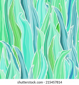 Floral seamless pattern. Pattern of stylized grass. Abstract pattern of grass in turquoise. 