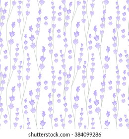 Patrón floral sin fisuras con ramas de lavanda estilizadas. Textura sin fin para tu diseño, decoración, tarjetas de felicitación, afiches, invitaciones, publicidad.