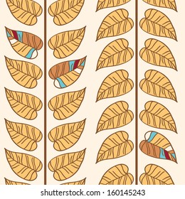 Floral  seamless pattern with stylized leaf. Vector pattern for web-design, textile, graphic design.  