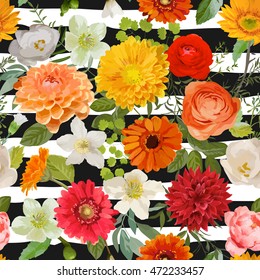Patrón sin soldadura floral. Fondo de las flores de verano y otoño. Vector