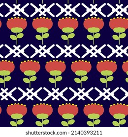 floral seamless pattern. Summer background with scandinavian flowers