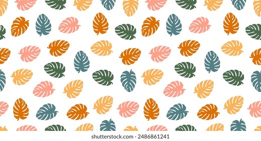 Floral seamless pattern summer creative colorful trendy vintage retro style minimalism vector texture for fabric textile paper print background wallpaper