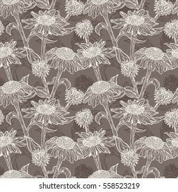 Floral seamless pattern. Summer Flowers. Medicinal plants background. Echinacea Purpurea Flowers. Eastern Purple Coneflower. Alternative medicine. Traditional herbal therapy. Vector illustration