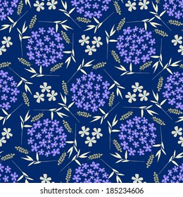 Floral seamless pattern "Summer Night." Flowers and grass in retro style.