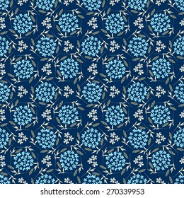 Floral seamless pattern summer night, flowers and grass in retro style.