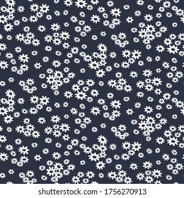 Floral Seamless Pattern. Summer Vector Print With Small Flowers On Black