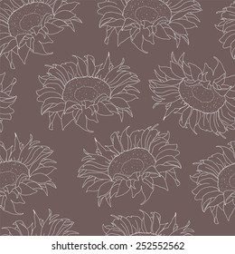 Floral seamless pattern with sunflower.