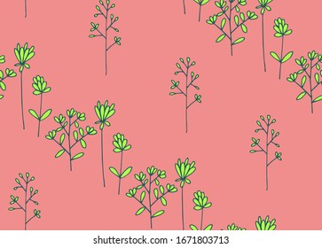 floral seamless pattern for surface, textile, wrapping paper design. vector illustration. poster, greeting, wedding, birthday, save the date card template. Doodle style hand drawn linear clipart