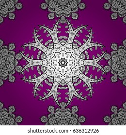 Floral seamless pattern with swirl. Decorative illustration for print, web. Magenta background. Magenta linear background.