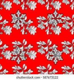 Floral seamless pattern with swirl. Red linear background. Decorative illustration for print, web. Red background.