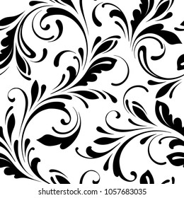 Floral seamless pattern. Swirls background for wrapping, fabric, paper and wallpaper. 