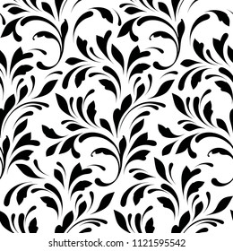 Floral seamless pattern. Swirls background for wrapping, fabric, paper and wallpaper.