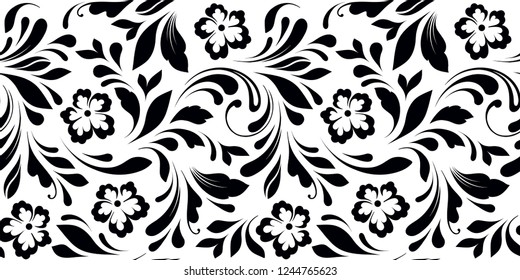 Floral seamless pattern. Swirls background for wrapping, fabric, paper and wallpaper. Decorative solid print.