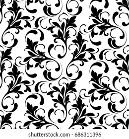 Floral seamless pattern. Swirls background for wrapping, fabric, paper and wallpaper. 