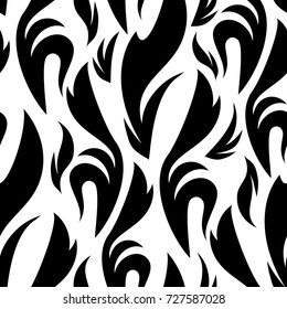 Floral seamless pattern. Swirls background for wrapping, fabric, paper and wallpaper. Vector vintage seamless black and white floral pattern.