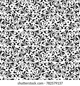 Floral seamless pattern. Swirls ornamental background for wrapping, fabric, paper and wallpaper.