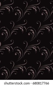 Floral seamless pattern. Swirls texture for fabric, paper, textiles, papers and Wallpapers. Dark.