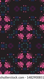 Floral seamless pattern. Symmetry background. Vector. textile design, wrapping, wallpaper.