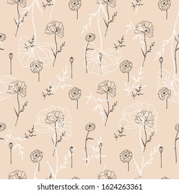 floral seamless pattern for textile, fabric, wallpaper, wrapping. wild flowers seamless pattern.