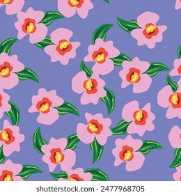 Nahtloses Blumenmuster für Textil, Stoff. Abstrakter Blumenhintergrund. Hübscher floraler Bildschirmhintergrund.