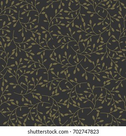 Floral Seamless pattern texture with Black berries sprigs. White background. Vector illustration with twigs. Perfect for printing on fabric or paper. 