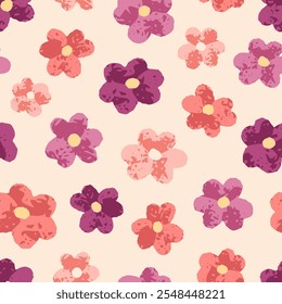 Patrón floral sin fisuras, diseño de textura. Flores del prado, diseño de fondo sin fin, impresión natural repetida para la tela del verano, materia textil, Fondo de pantalla, envoltura y empaquetado. Ilustración vectorial plana