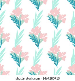 Floral Seamless Pattern Texture , Green and White Background 
