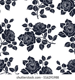 Floral seamless pattern. Floral seamless texture with roses. Vector illustration