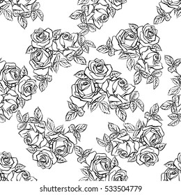 Floral seamless pattern. Floral texture with roses. Vector illustration