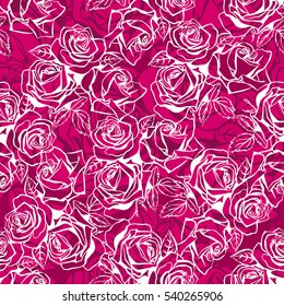 Floral seamless pattern. Floral seamless texture with roses. Vector illustration
