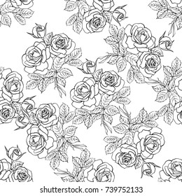 Floral seamless pattern. Floral seamless texture with roses. Vector illustration