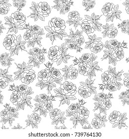 Floral seamless pattern. Floral seamless texture with roses. Vector illustration