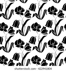 Floral seamless pattern. Floral seamless texture with tulips. Vector illustration