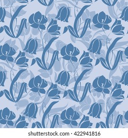 Floral seamless pattern. Floral seamless texture with tulips. Vector illustration
