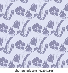 Floral seamless pattern. Floral seamless texture with tulips. Vector illustration