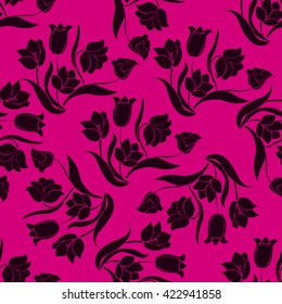 Floral seamless pattern. Floral seamless texture with tulips. Vector illustration