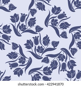 Floral seamless pattern. Floral seamless texture with tulips. Vector illustration