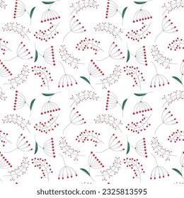 Patrón floral sin fisuras. Fondo texturado.
Ramas y bayas. Elementos florales dibujados a mano por vectores. Ilustraciones botánicas vintage. Elementos florales dibujados.
