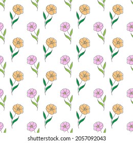 Patrón sin costuras florales para texturas, textiles y telas de fondo simples. Estilo plano.
