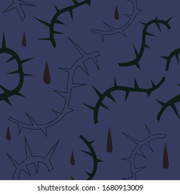 Floral seamless pattern with thorns. It can be used on wallpaper, wrapping paper, package or any other designs.