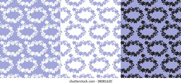 Floral seamless pattern in three color variations
