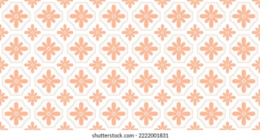 Floral seamless pattern for tile design. Ceramic tiled pattern. Isolated on a white background. Endless texture. Perfect for printing, web design, fabric, textile print. Vector illustration.