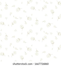 Floral seamless pattern with tiny flowers. Vector white simple background.