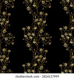 Floral Seamless Pattern with Tiny Flowers. Ornament for Dress Shirt Curtains. Vintage Pattern for Wrapping Paper. Colorful Modern Rapport. Vector Seamless Flowers.