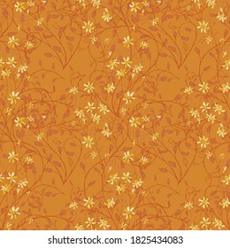 Floral Seamless Pattern with Tiny Flowers. Ornament for Dress Curtains Skirt. Retro Pattern for Wrapping Paper. Vector Seamless Flowers. Colorful Modern Rapport.